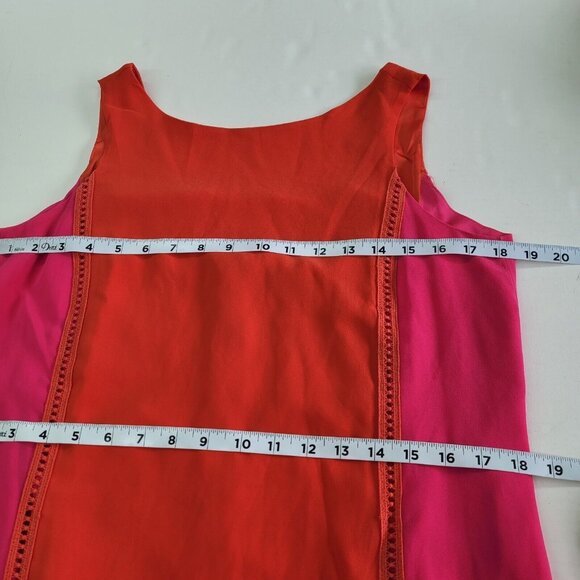 Gianni Bini Dress‎ Womens M Red Pink Colorblock Sheer Maxi Slit Back Sleeveless - Picture 13 of 14